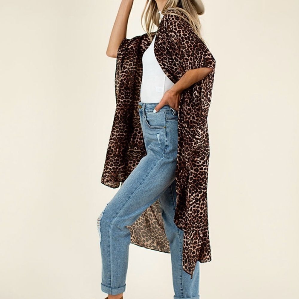 Joyfolie leopard print duster One Size - Picture 2 of 6